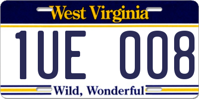 WV license plate 1UE008