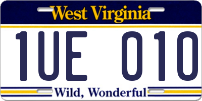 WV license plate 1UE010