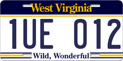 WV license plate 1UE012