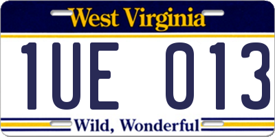 WV license plate 1UE013