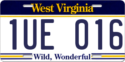 WV license plate 1UE016