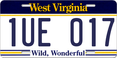 WV license plate 1UE017