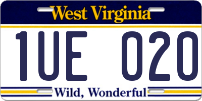 WV license plate 1UE020