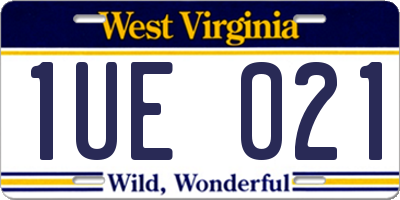 WV license plate 1UE021