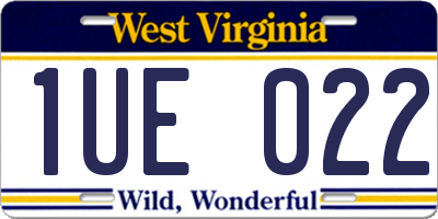 WV license plate 1UE022