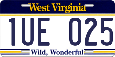 WV license plate 1UE025