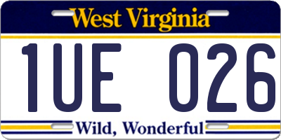 WV license plate 1UE026