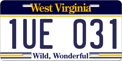 WV license plate 1UE031