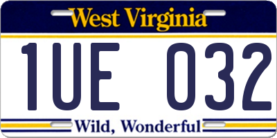 WV license plate 1UE032
