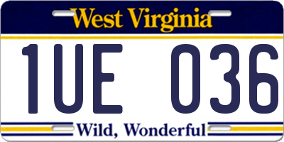 WV license plate 1UE036