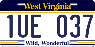 WV license plate 1UE037