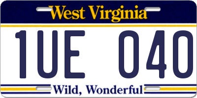 WV license plate 1UE040