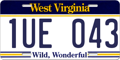 WV license plate 1UE043