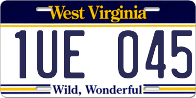 WV license plate 1UE045