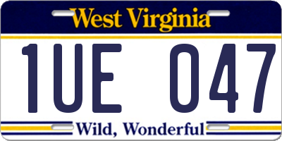 WV license plate 1UE047