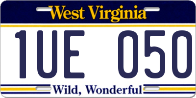 WV license plate 1UE050