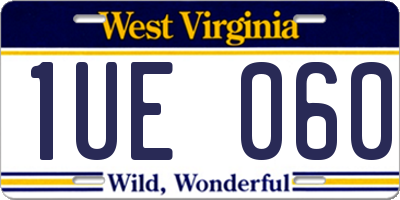 WV license plate 1UE060