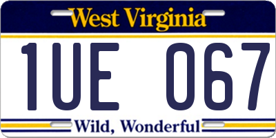 WV license plate 1UE067