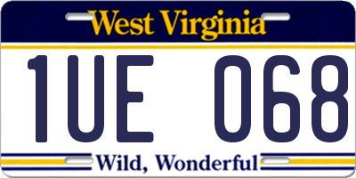WV license plate 1UE068