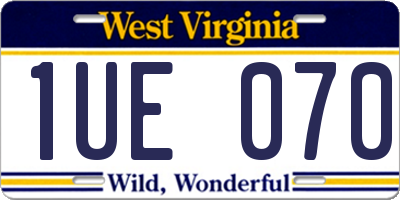 WV license plate 1UE070