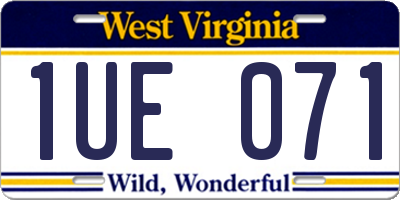 WV license plate 1UE071