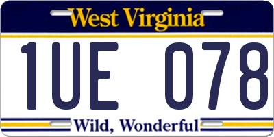 WV license plate 1UE078