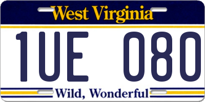 WV license plate 1UE080