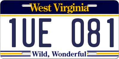 WV license plate 1UE081