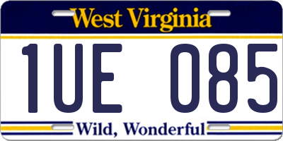 WV license plate 1UE085