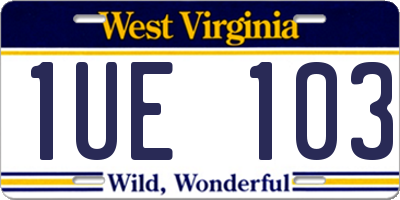 WV license plate 1UE103