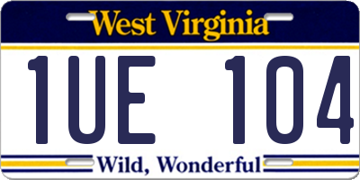 WV license plate 1UE104