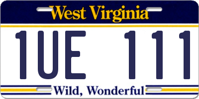 WV license plate 1UE111