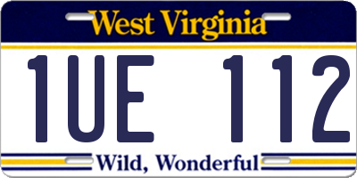 WV license plate 1UE112