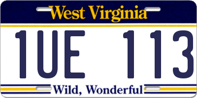 WV license plate 1UE113