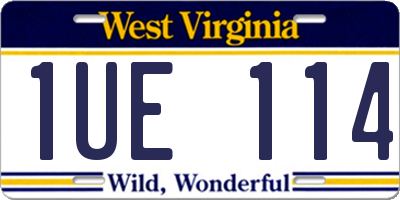 WV license plate 1UE114
