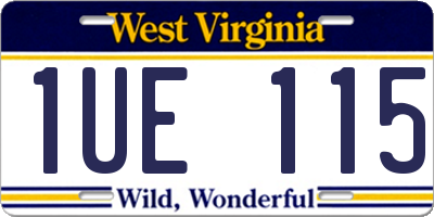 WV license plate 1UE115