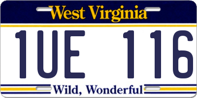 WV license plate 1UE116