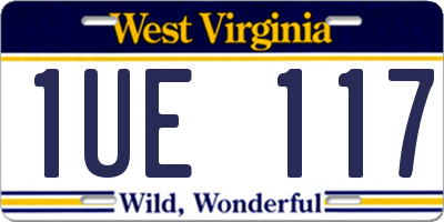 WV license plate 1UE117
