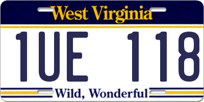 WV license plate 1UE118