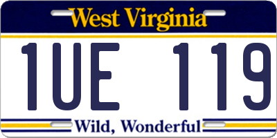 WV license plate 1UE119