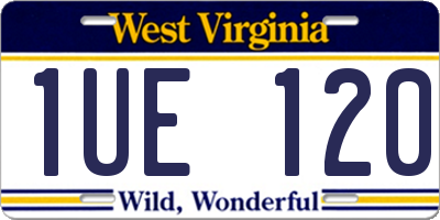 WV license plate 1UE120