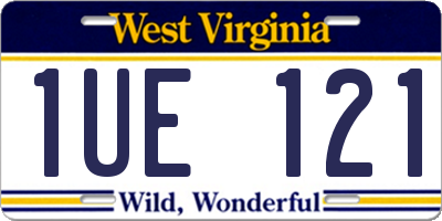 WV license plate 1UE121