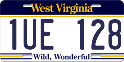 WV license plate 1UE128