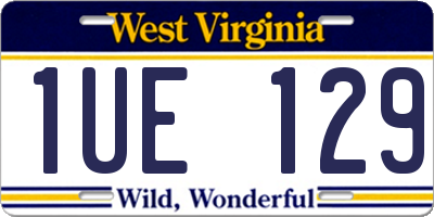 WV license plate 1UE129