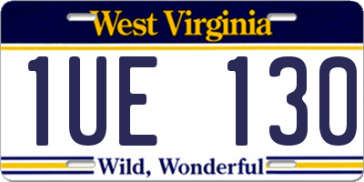 WV license plate 1UE130