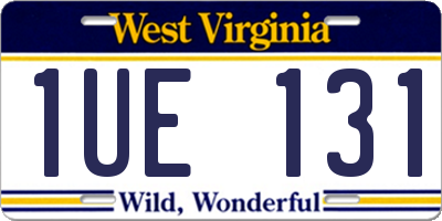 WV license plate 1UE131