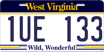 WV license plate 1UE133