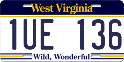 WV license plate 1UE136