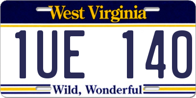 WV license plate 1UE140