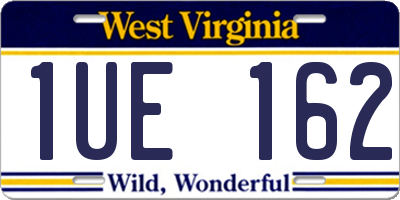 WV license plate 1UE162
